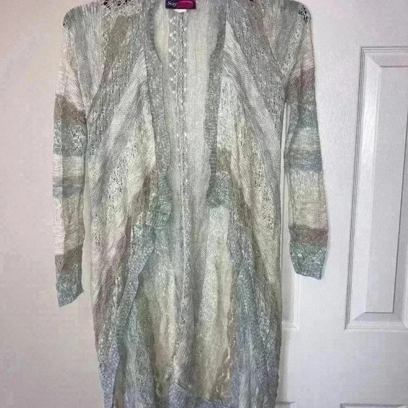 Open Knit Open Face lightweight long cardigan Exc Con size Medium - Picture 7 of 7